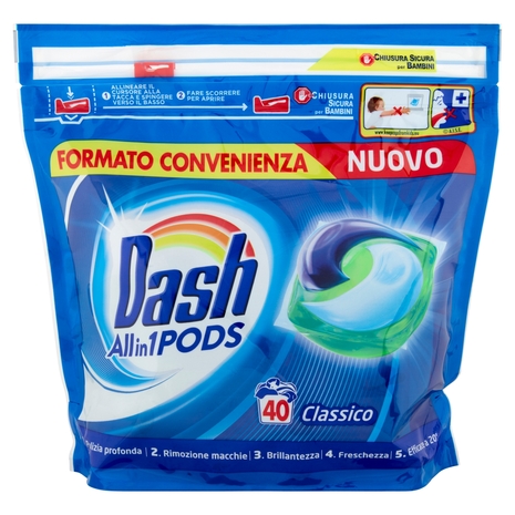 Dash PODS Allin1 Detersivo Lavatrice in Capsule Classico 40 Lavaggi